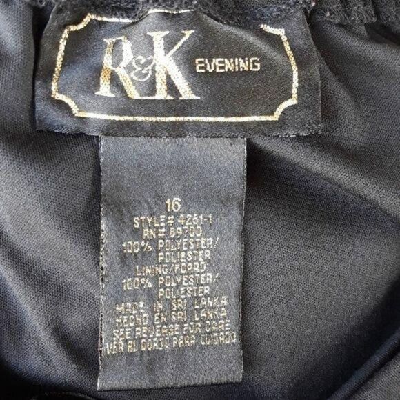 Vtg 90's R&K Evening Dress Pants Formal Sheer Wide Flowy Straight Leg Blk Sz 16 - Picture 3 of 8